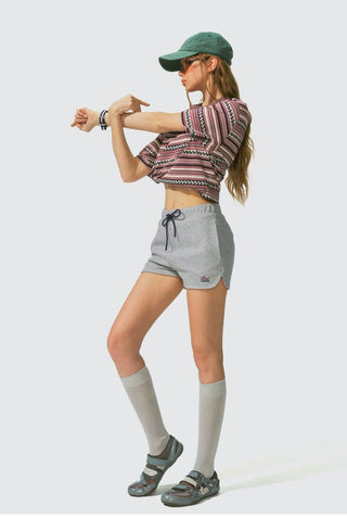 [Monterest] Drawstring Logo Embroidered Sweat Shorts