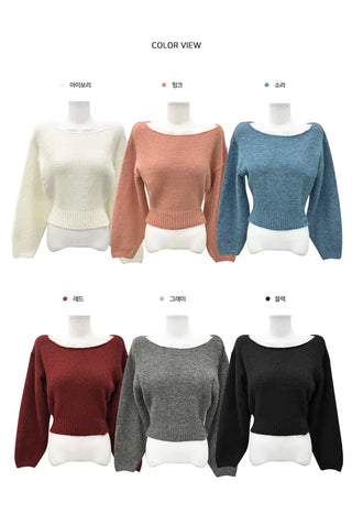 One-off, slim-fit, three-button, balloon-sleeve knitwear - 6 colors