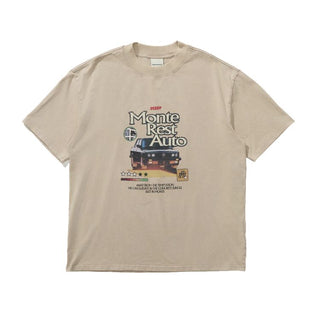 [Monterest] Washed Cotton Racing Print T-Shirt