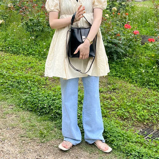 Wide straight denim pants