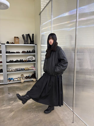 [NEVERSEEZ] Lapel Fleece Diagonal Zipper Jacket