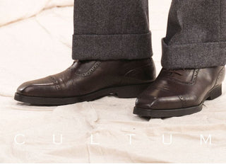 [CULTUM] Wool Herringbone Double-Pleated Trousers