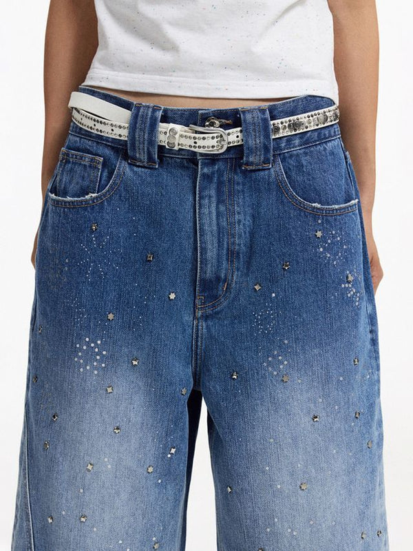 [CONP] Star Washed Crop Denim Pants
