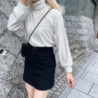 Striped turtleneck sweatshirt