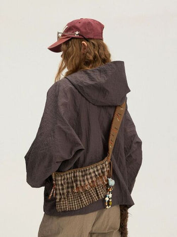 [Monterest] Plaid Patchwork Fringe Waist Bag