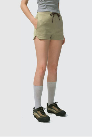 [Monterest] Drawstring Logo Embroidered Sweat Shorts
