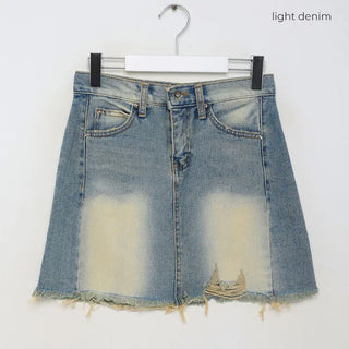 Vintage washed denim mini skirt
