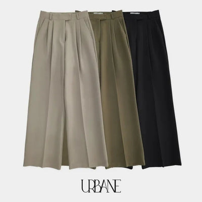 Bath High Waist Pintuck Semi-Wide Slacks Pants