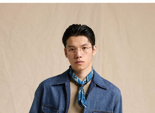 [CULTUM] Washed Gradient Cuban Collar Denim Shirt
