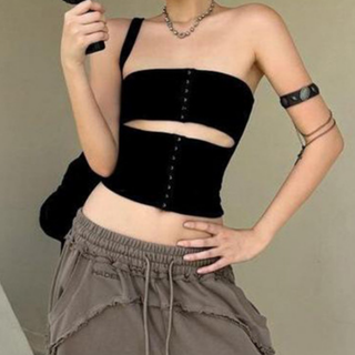 Hollow out solid backless tube cut out top