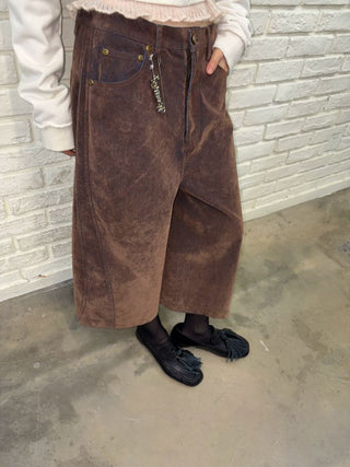 [NeverSeez] Flocked Cropped Wide Leg Jeans