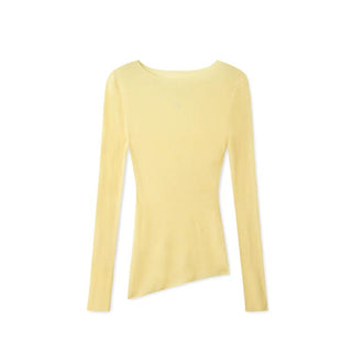 [NOTAWEAR] Wool Asymmetric Hem Slim Fit Knit  Top