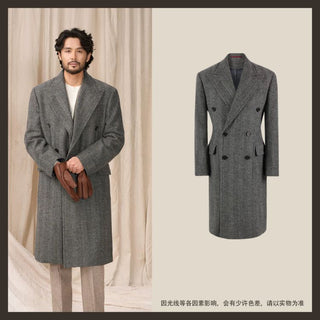 [CULTUM] Heavyweight Wool Herringbone Polo Coat