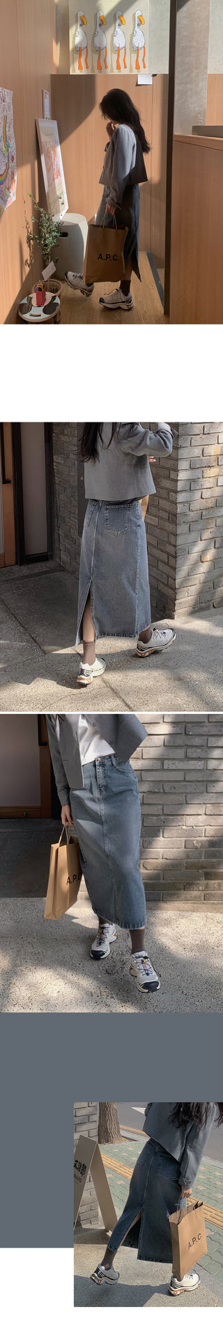 Vintage denim long skirt - 4 sizes