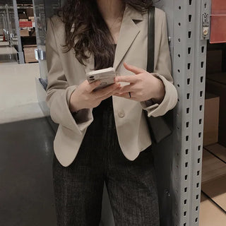 Single-breasted semi-cropped jacket - 4 colors