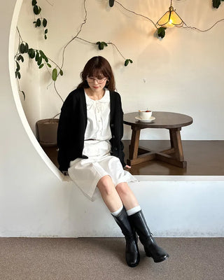Round collar string blouse