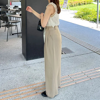 Pintuck wide slacks