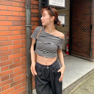 Asymmetrical Off-Shoulder T-Shirt