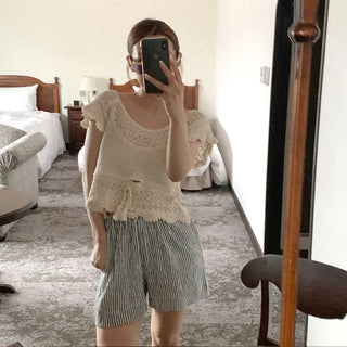 Perforated Short-Sleeve Knit