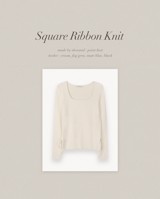 Side Ribbon Slim Square Knit - 4 Colors