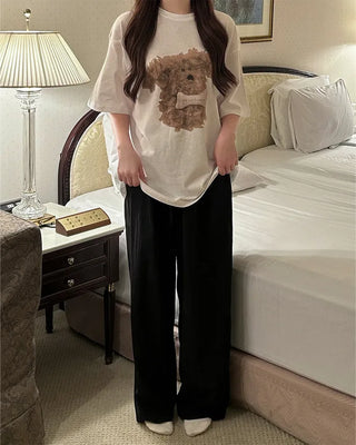 Oversized puppy half-sleeve t-shirt