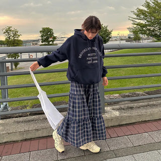 Checked long skirt