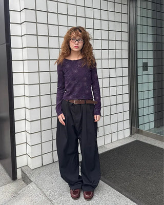 Floral print sheer long t-shirt