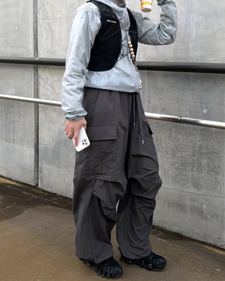 Cargo wide nylon pants