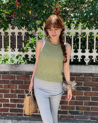 Halter neck knit tank top