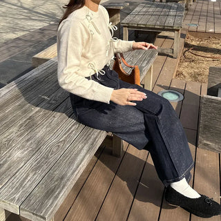 Stitched denim pants
