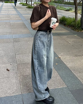 Side yoke seam wide jeans
