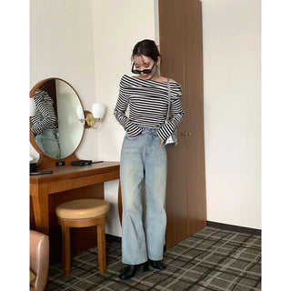 Striped off-shoulder knit