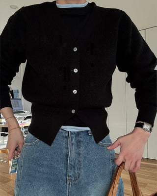 Voluminous V-neck cardigan