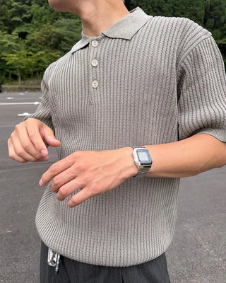 Linen color short-sleeved knit
