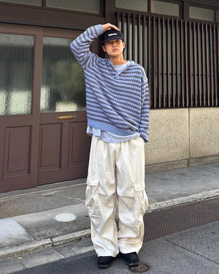 Cargo wide drawstring pants