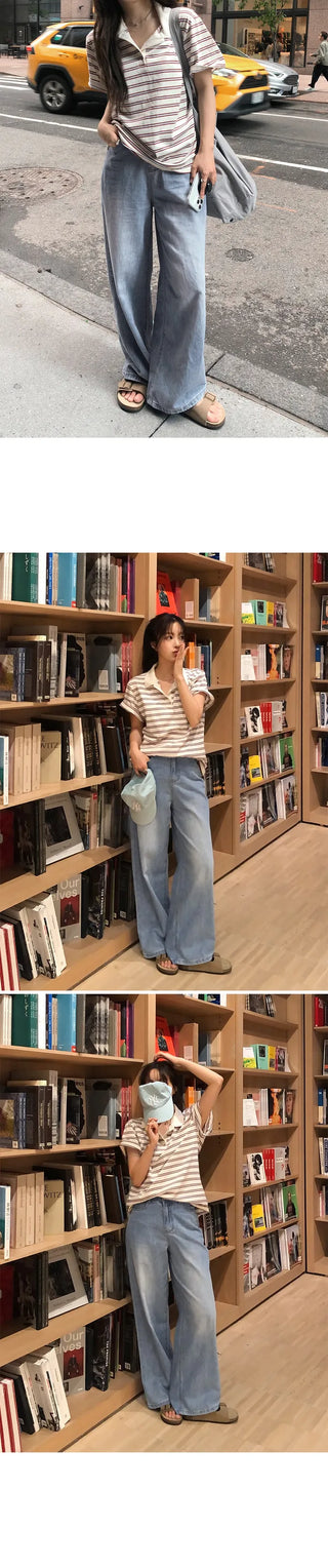 Summer wide denim pants