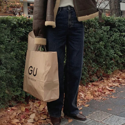(basic/long) Fleece-lined wide-leg denim pants - 4 sizes