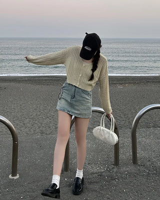 Cable Cropped Cardigan