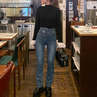Sleeve lace color-block T-shirt