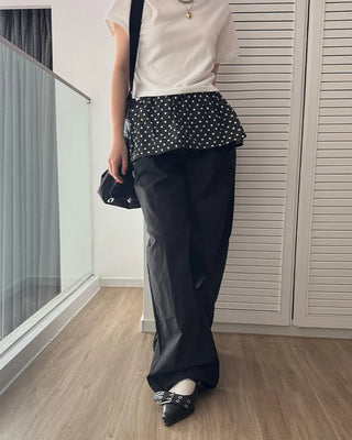 Polka Dot Skirt Layered Cotton Pants