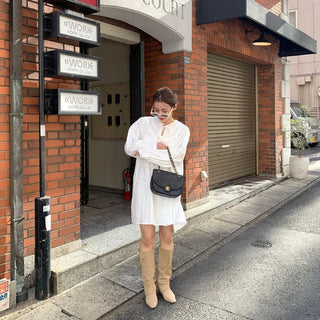 White Shirred Mini Dress