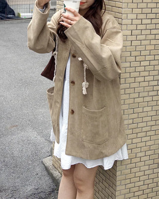 Single suede jacket