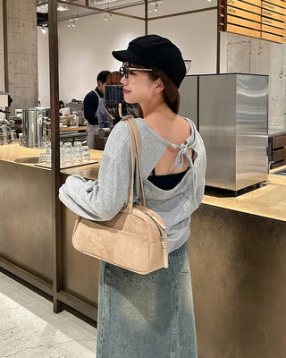 Suede Square Shoulder Bag