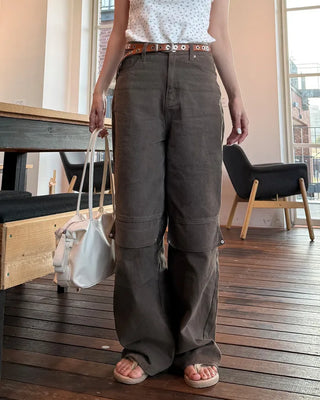 Cargo wide cotton pants