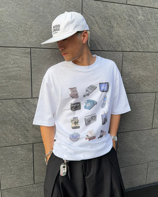 Electronic device print short-sleeved T-shirt
