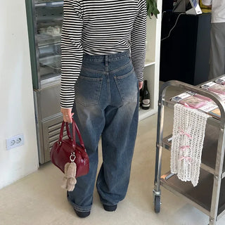 Balloon silhouette denim pants