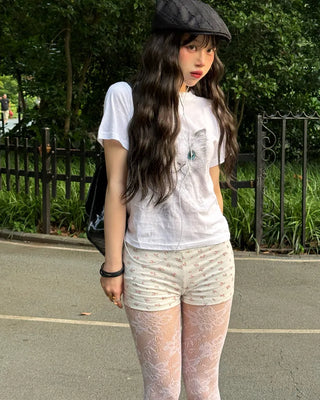 Flower lace shorts