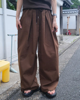 Twill balloon wide pants