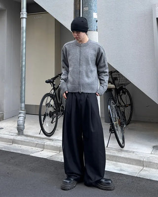 Knit zip-up jacket