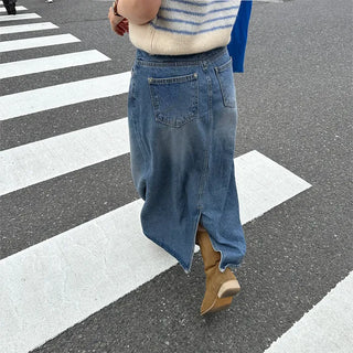 Denim long skirt